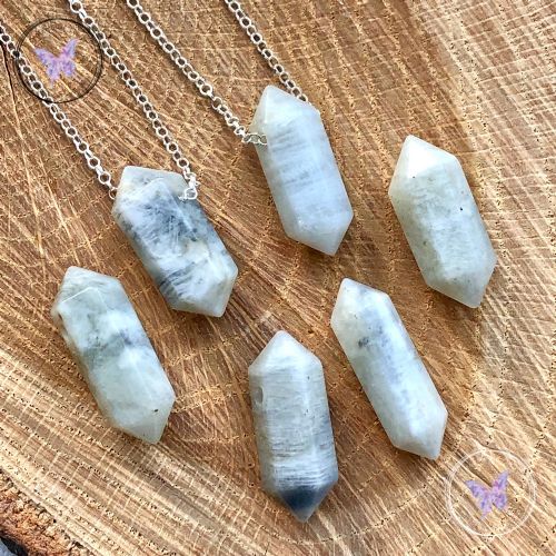 Moonstone Double Terminated Point Necklace A